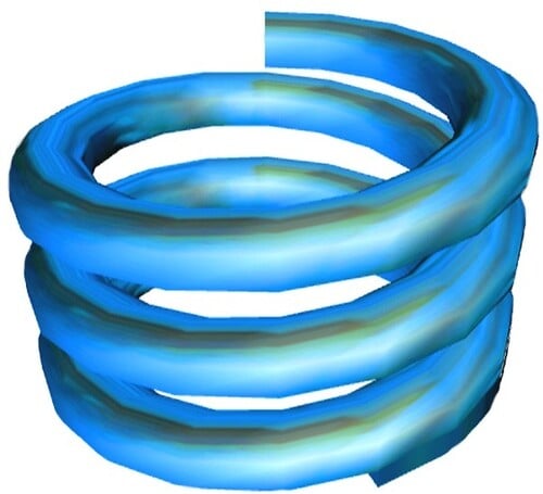 A stylized blue coiled spring, representing a "jumper"