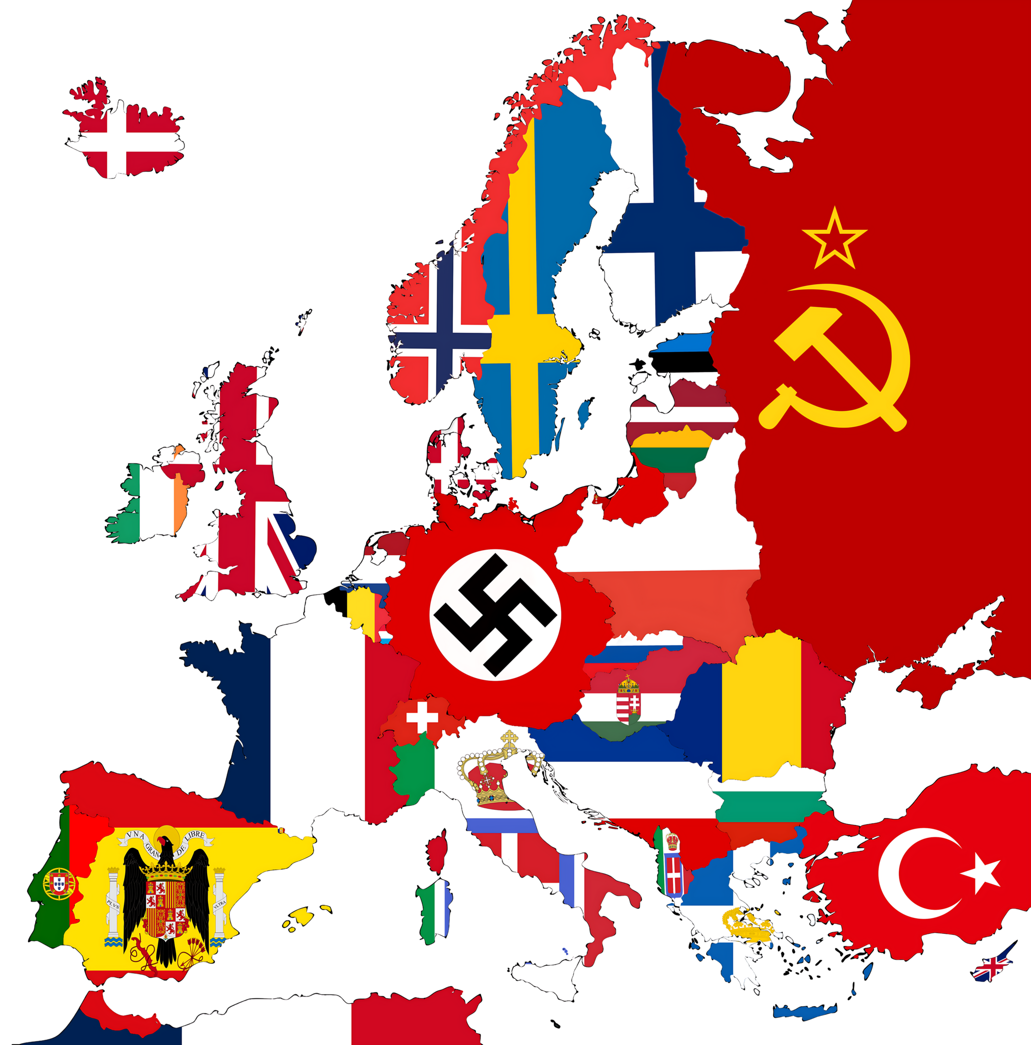 Map of Europe during WWII