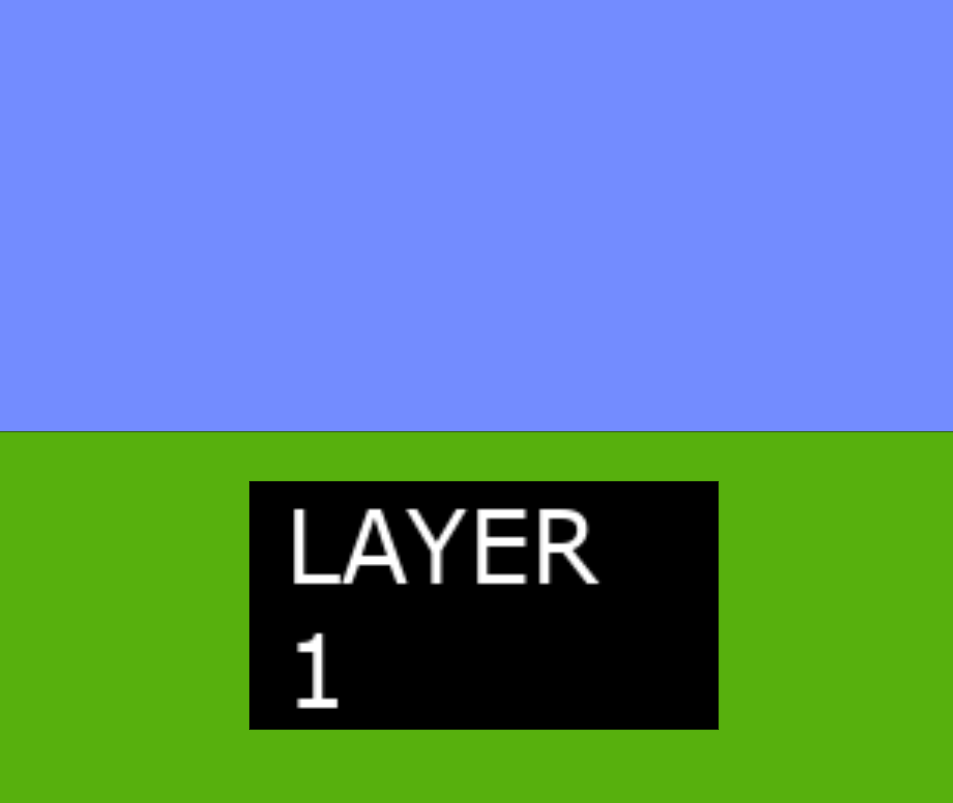 Image of Algodoo Sky Layer 1, showing a blue sky and green ground with a 'LAYER 1' overlay.